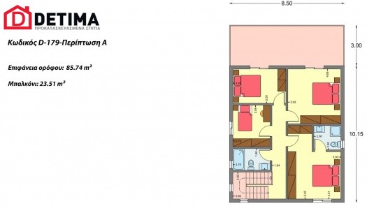 Διώροφη Κατοικία D-179a, Συνολικής Επιφάνειας 179.38 τ.μ.